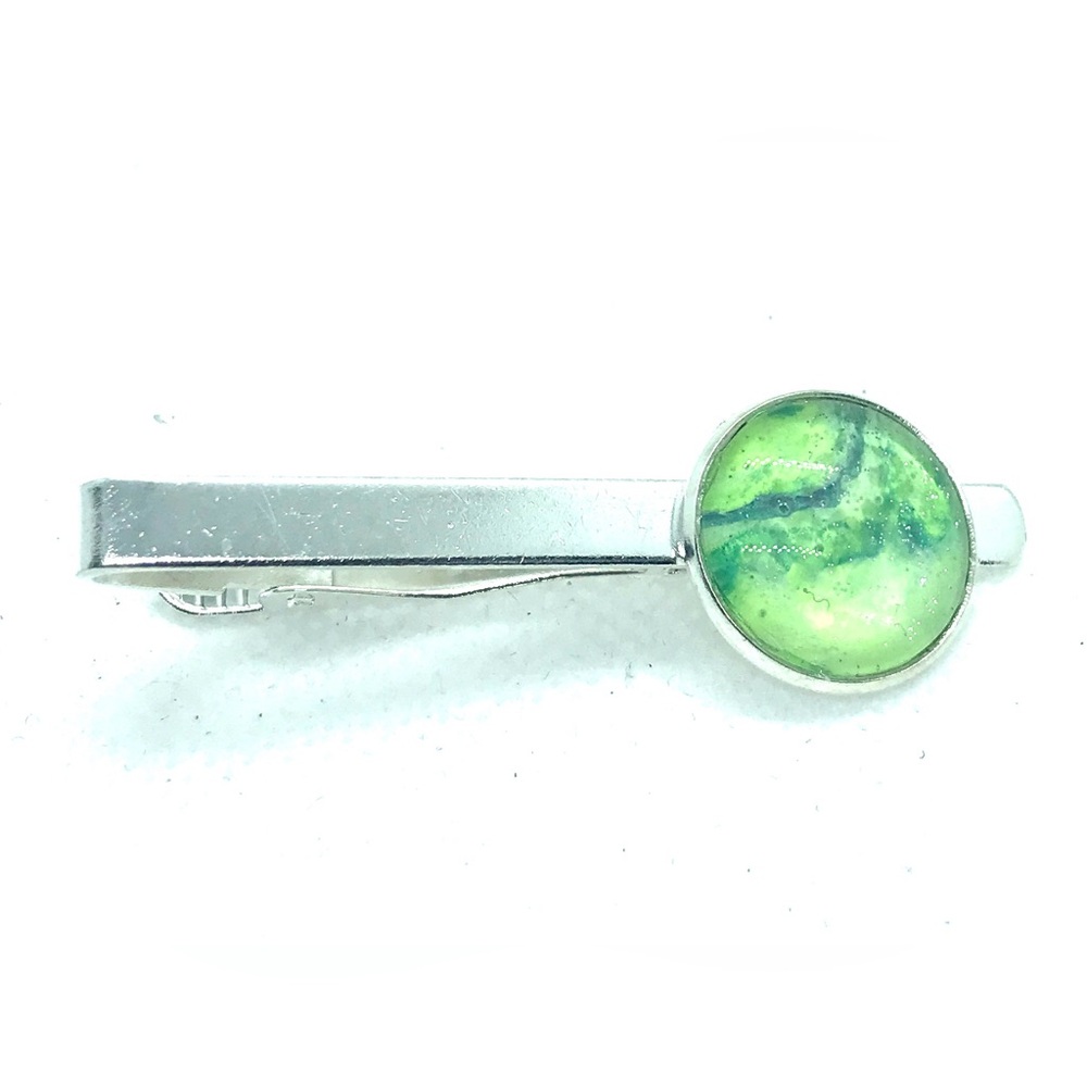 Tie clip pin silver plated 16mm handcrafted dome